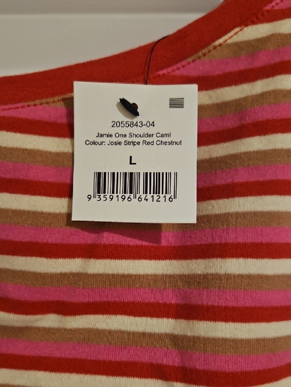 Striped One-Shoulder Tank Top - Red - Picture 2 of 3